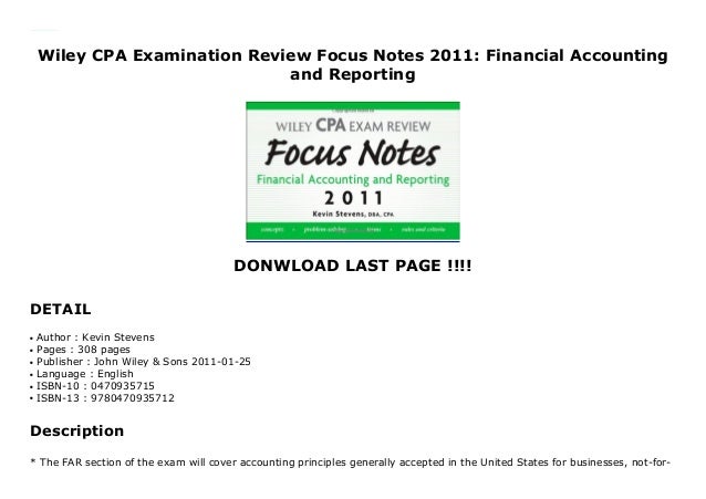 Wiley CPA Examination Review Focus Notes: Business Environment and Concepts 2011